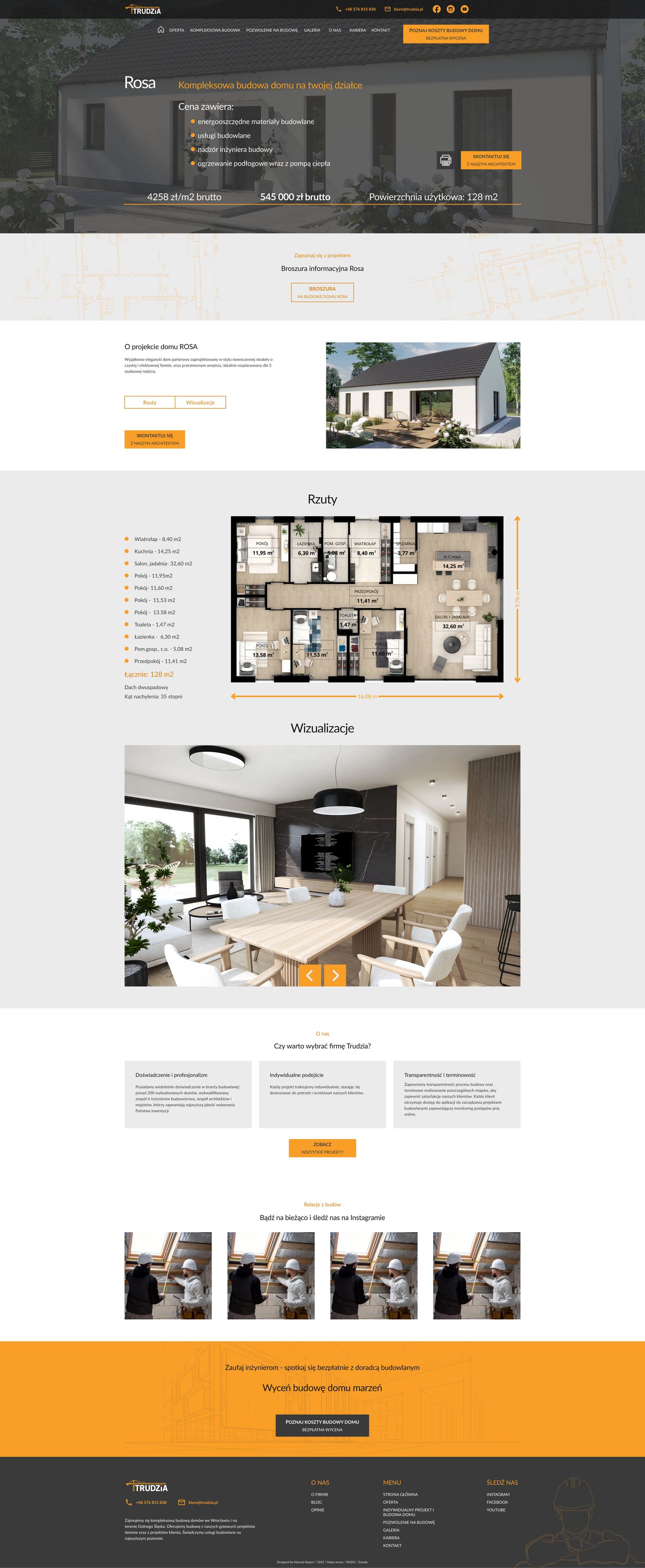Redesigned Trudzia Rosa house page, full page