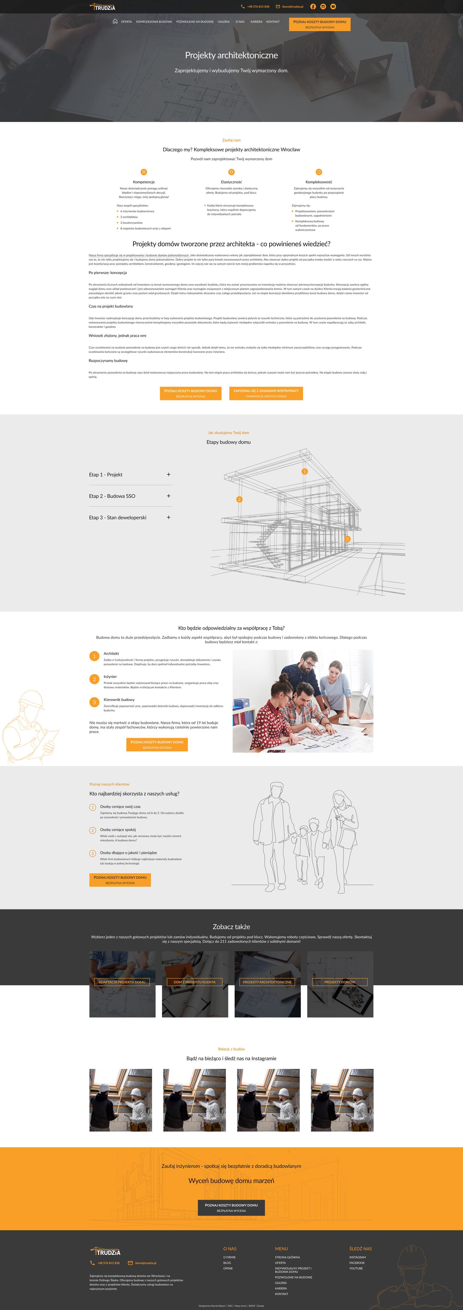 Redesigned Trudzia custom design and build page, full page