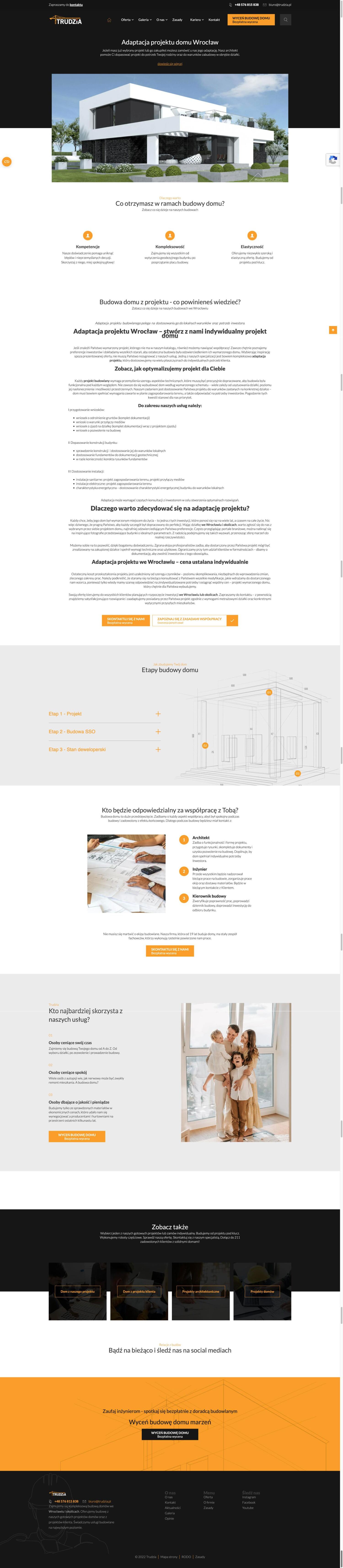 Trudzia design adaptation page before the redesign, full page