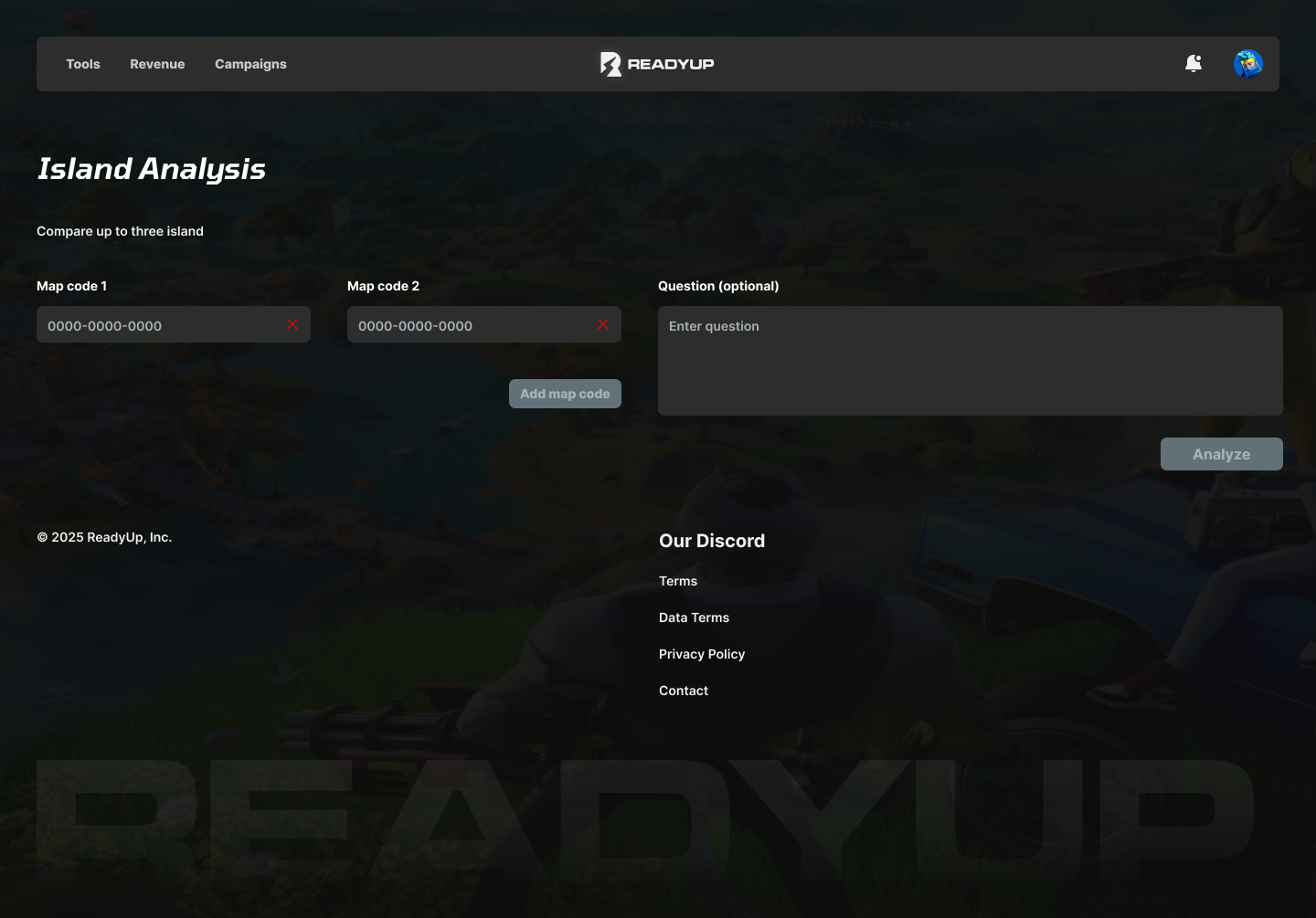 Island Analysis form after my redesign, dark mode