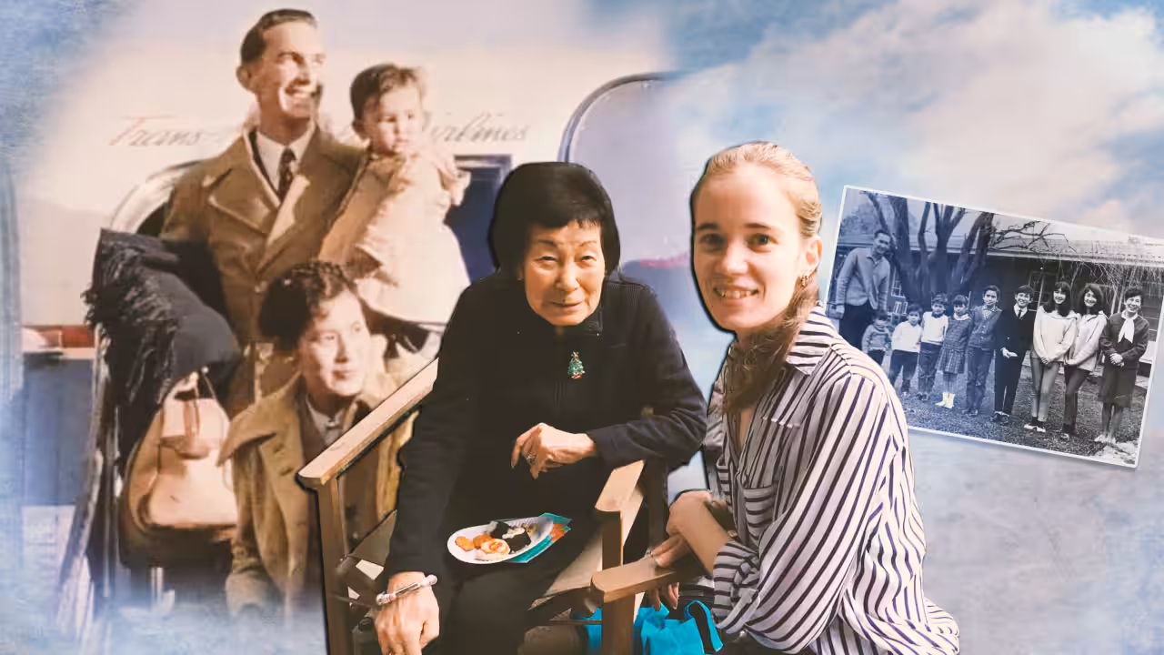 Collage of family photos including Ally and Cherry