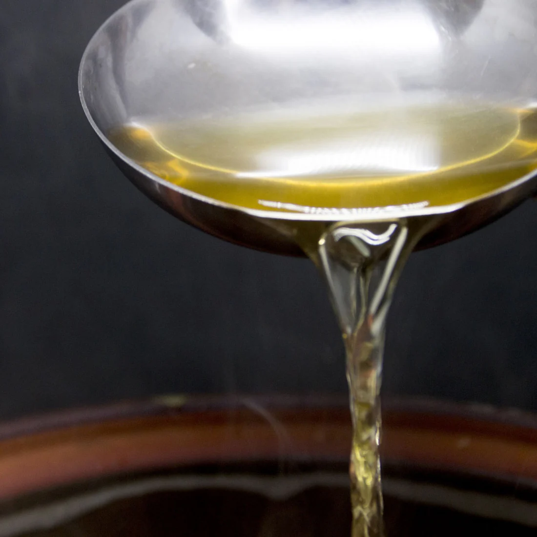 Gozen Dashi pouring from ladle into bowl
