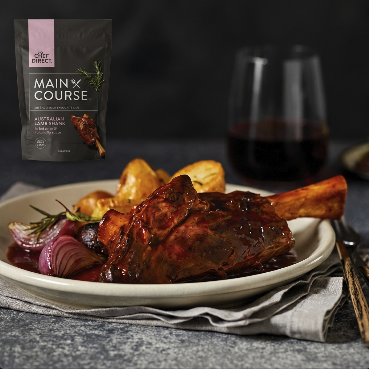 Lamb Shank plated with vegetables