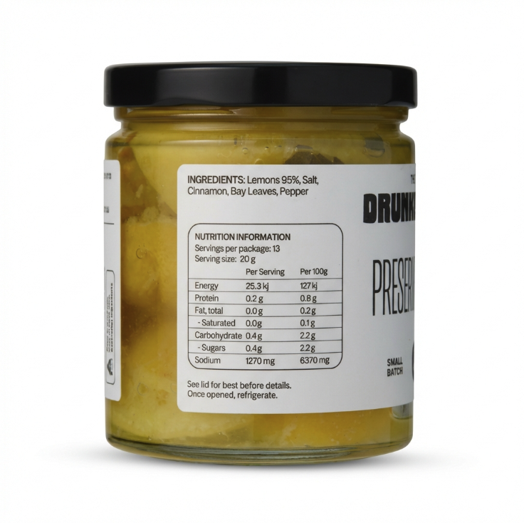 Drunken Sailor Preserved Lemon Nutritional Panel