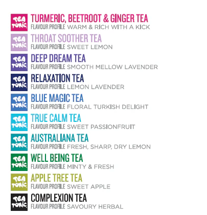 Tea Tonic Calming Tea Sampler Box (10 pack) contents