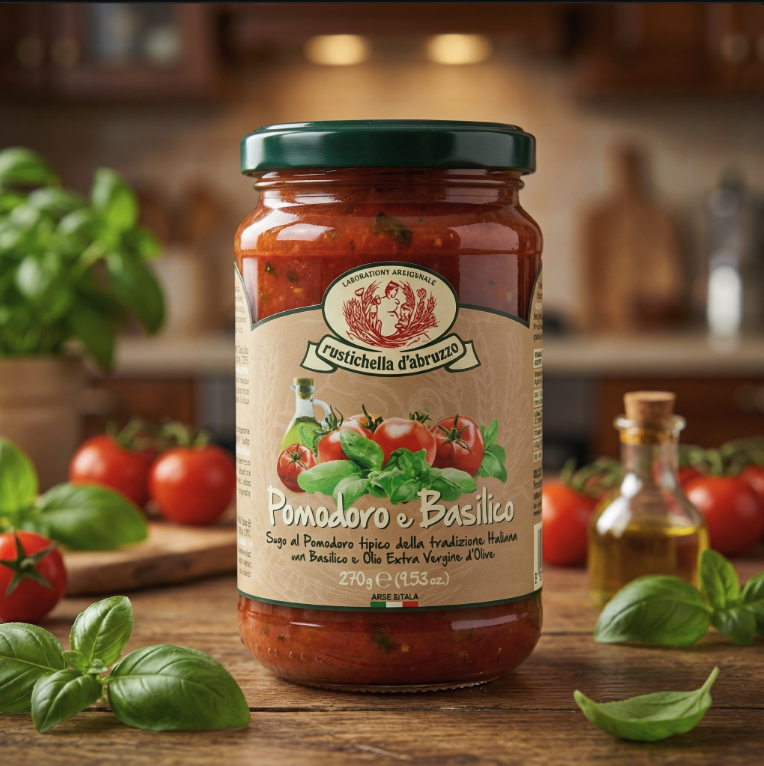 Bottle of Rustichella d’Abruzzo – Tomato & Basil Sauce – 680g