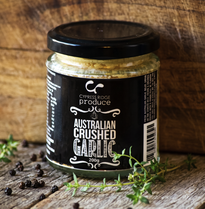 Jar of Cypress Ridge Australian Crushed Garlic 200g