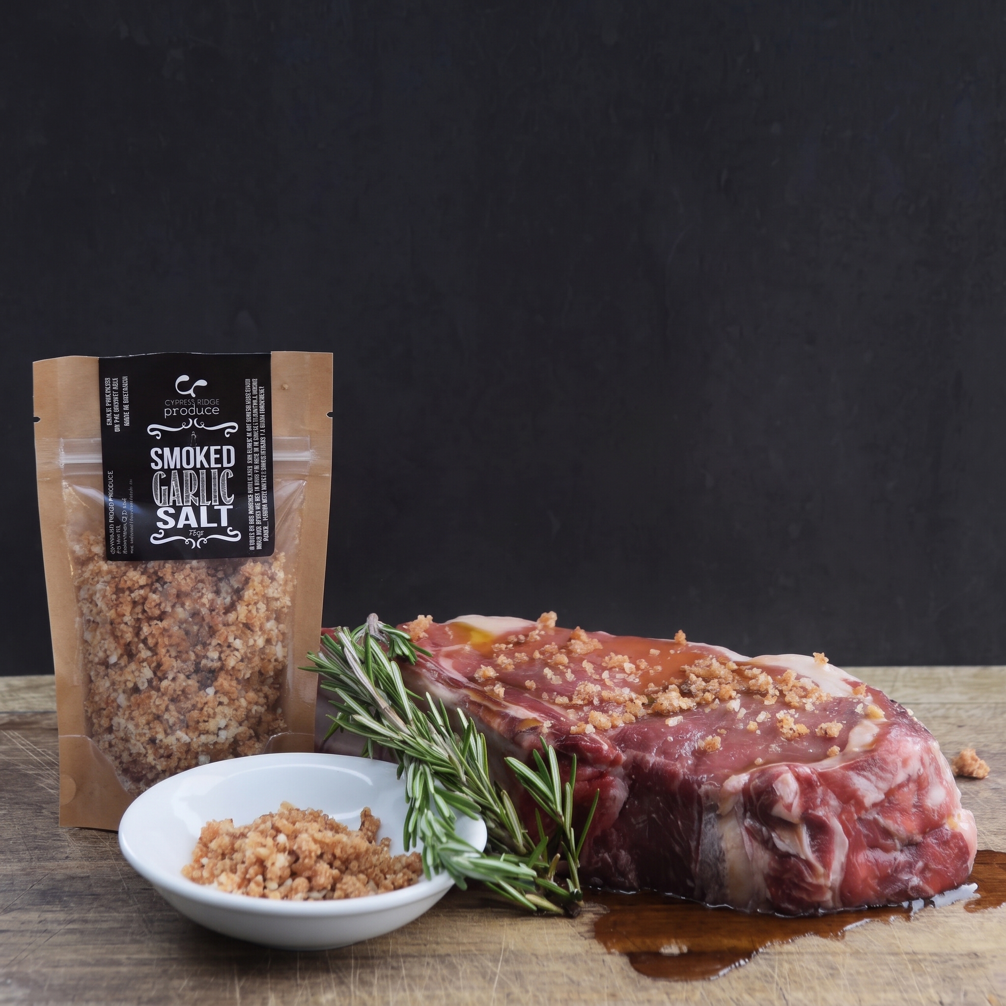 Cypress Ridge Smoked Garlic Salt for steak