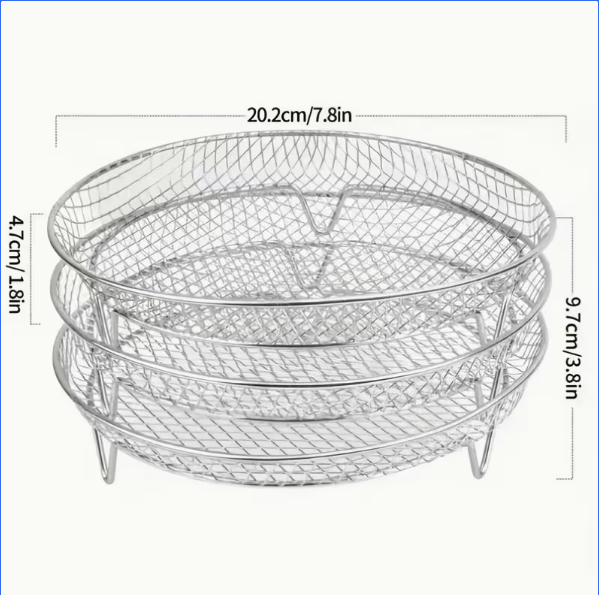 Stackable Air Fryer Dehydrating Racks – Set of 3 - Measurements