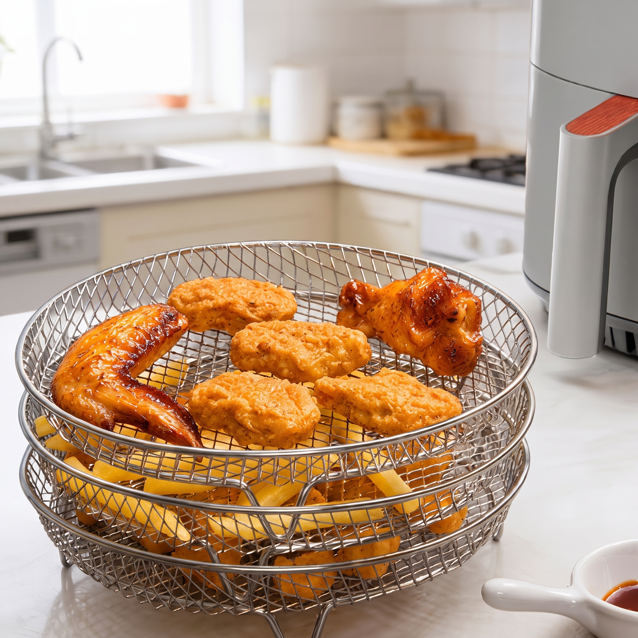 Stackable Air Fryer Dehydrating Racks – Set of 3 - Quick Snacks