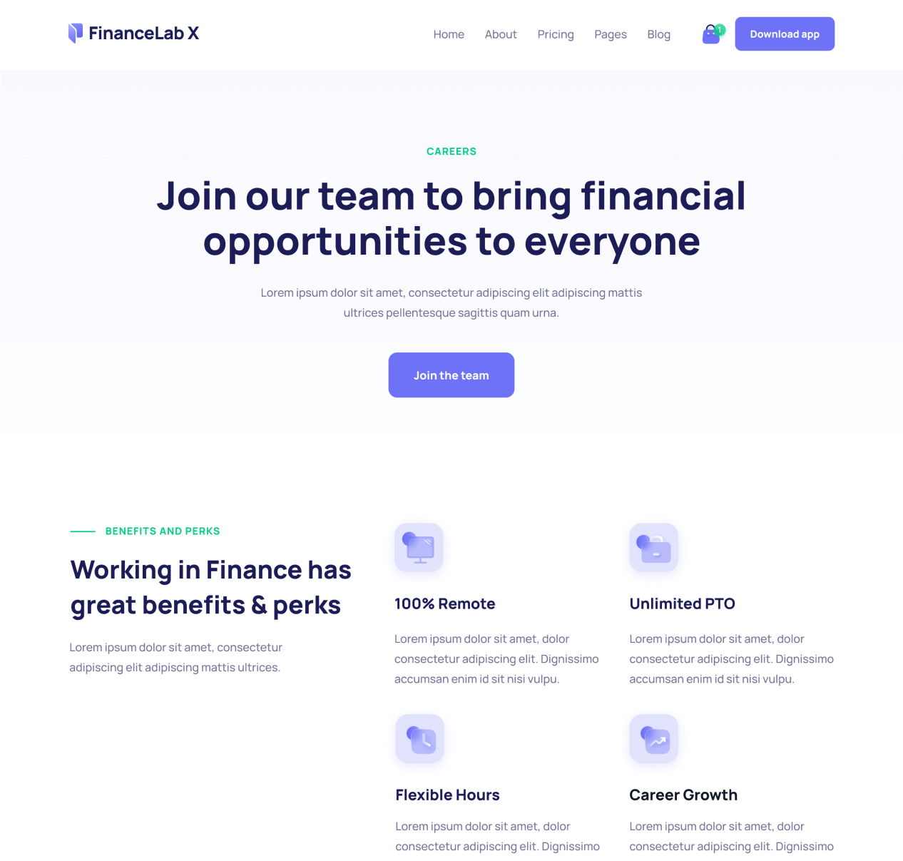 Finance X - Careers page - Fintech and Finance Webflow Template
