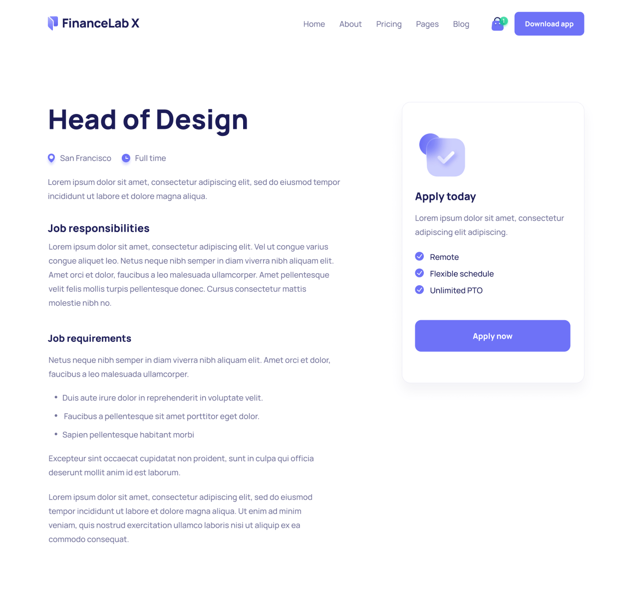 Finance X - Careers Single page - Fintech and Finance Webflow Template