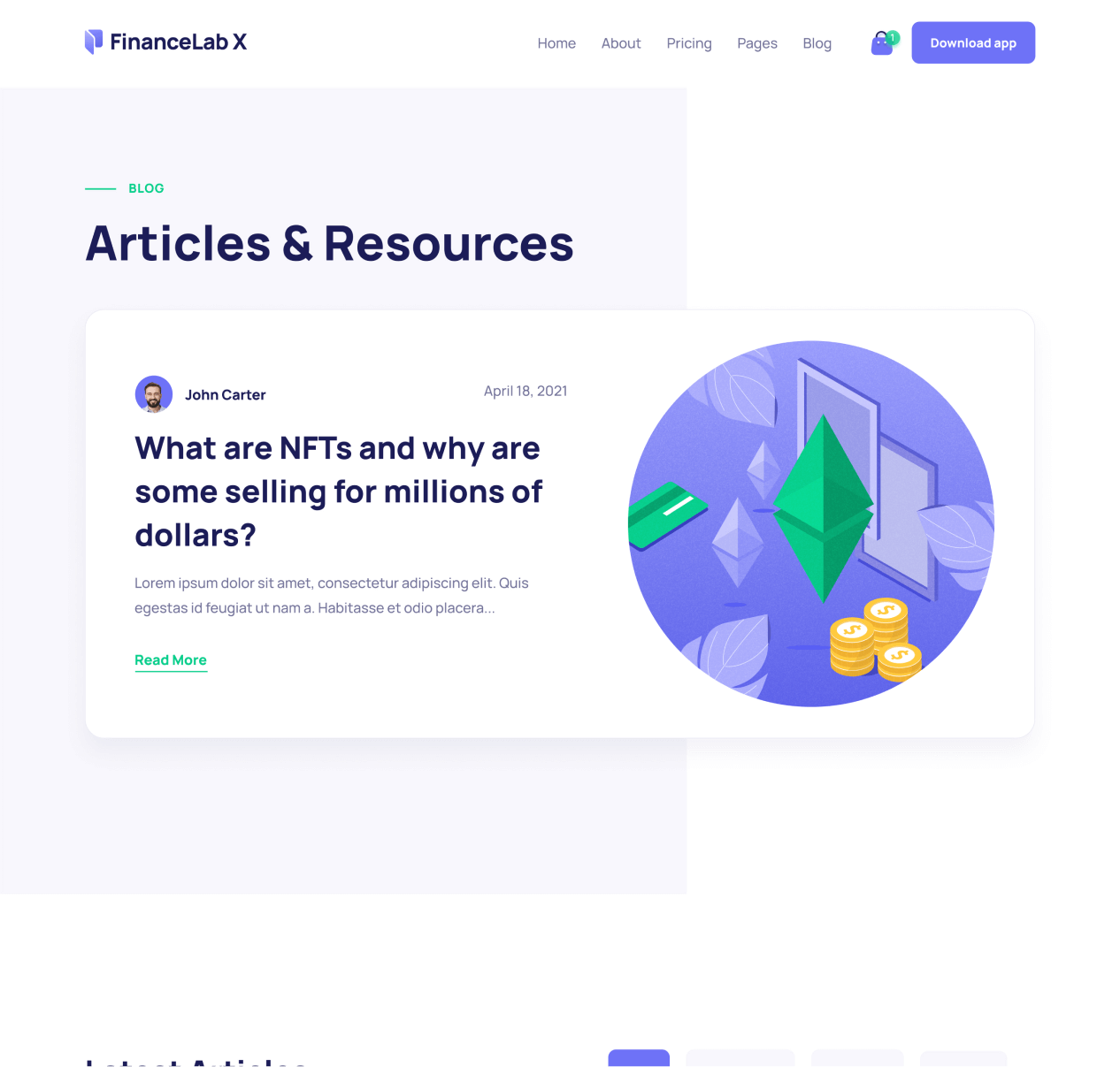 Finance X - Blog page - Fintech and Finance Webflow Template
