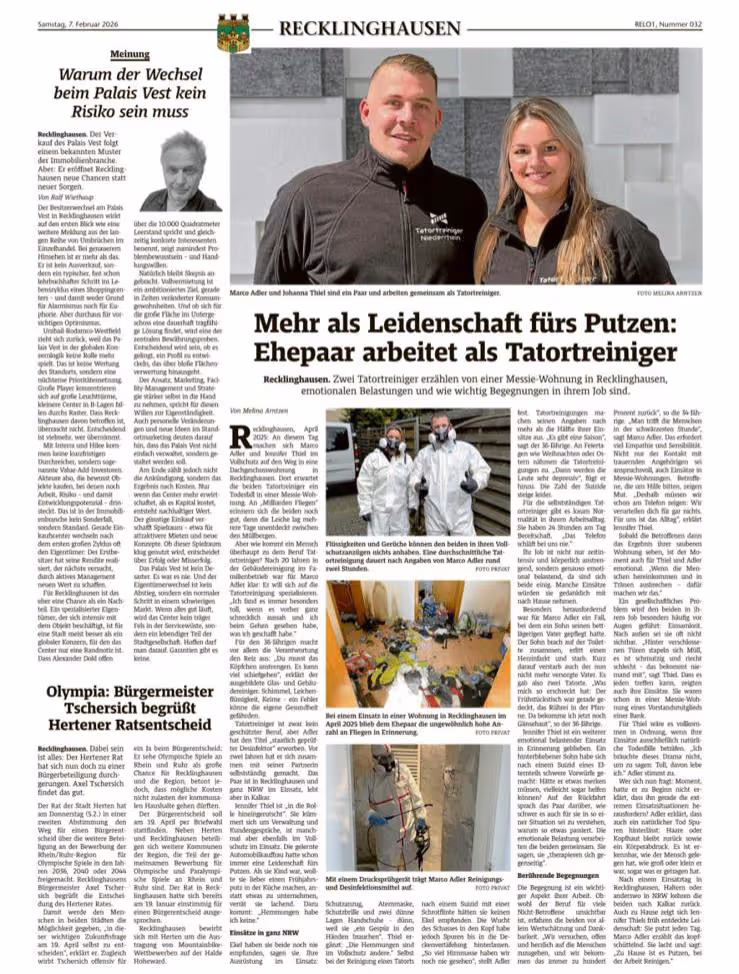 Zeitungsartikel über Tatortreiniger Niederrhein