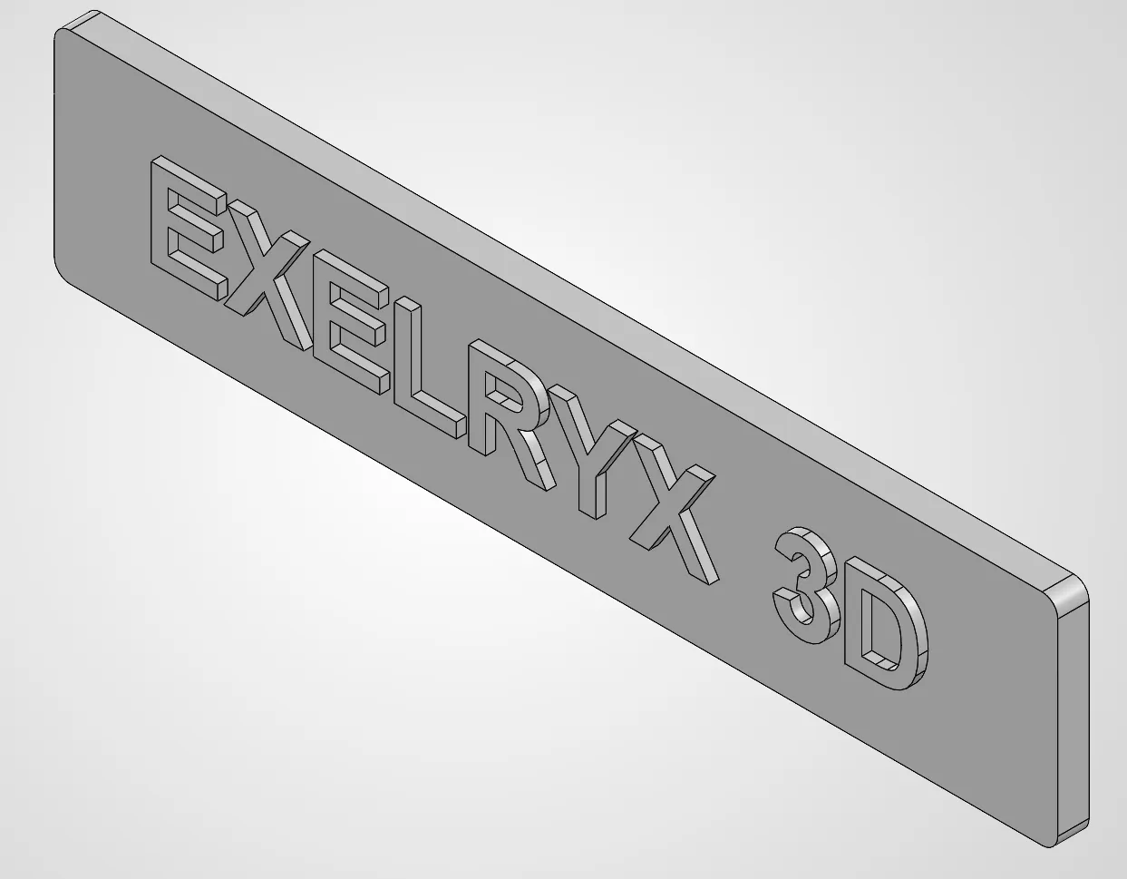 CAD design of an EXELRYX 3D printed placard