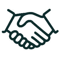 Handshake icon representing professional partnership, trust, and client confidentiality.