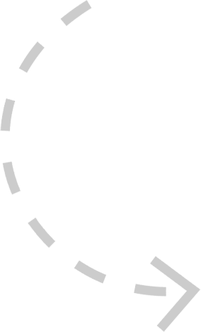 Gepunkteter Pfeil, der sich im Bogen nach rechts unten krümmt.