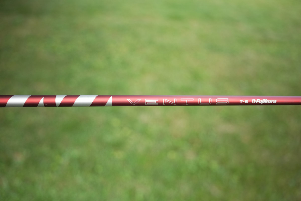 Fujikura Ventus Red 7S shaft close-up showing red colorway and branding