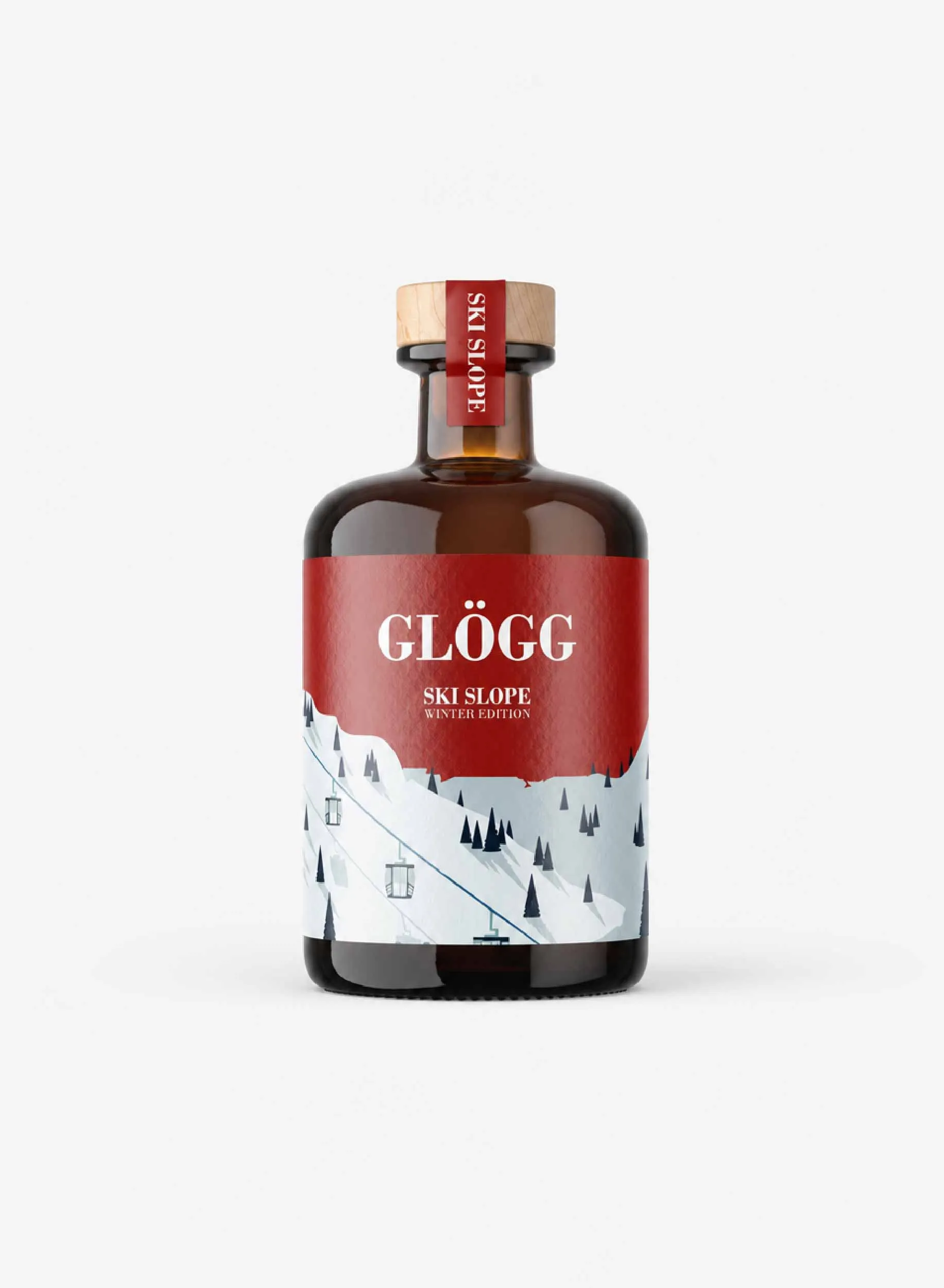 Produktbild på en etikett med profiltryck för glasflaskor, i transparent, matt eller glossy material.