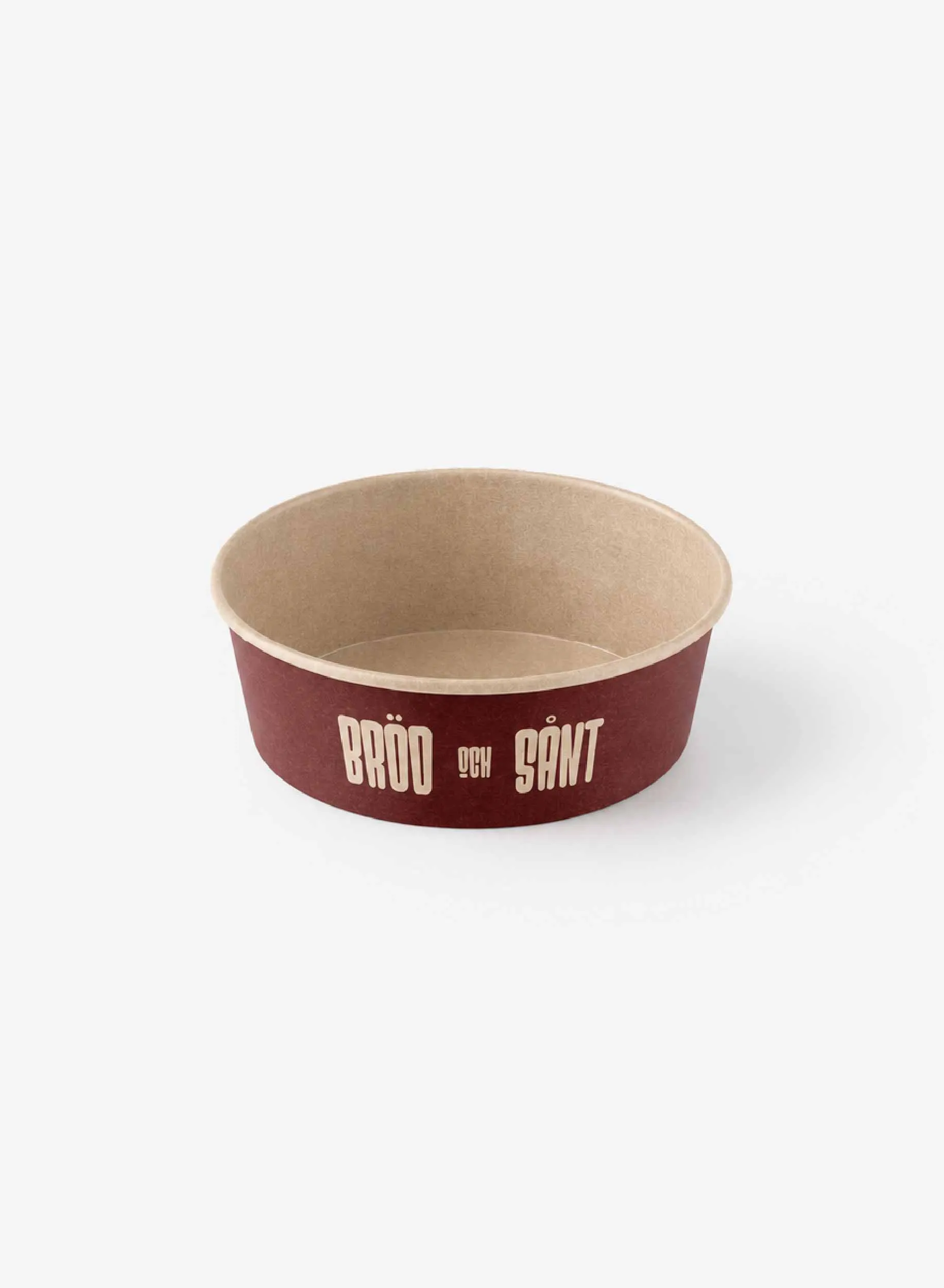 Produktbild på en salladsskål i brunt papper med profiltryck.