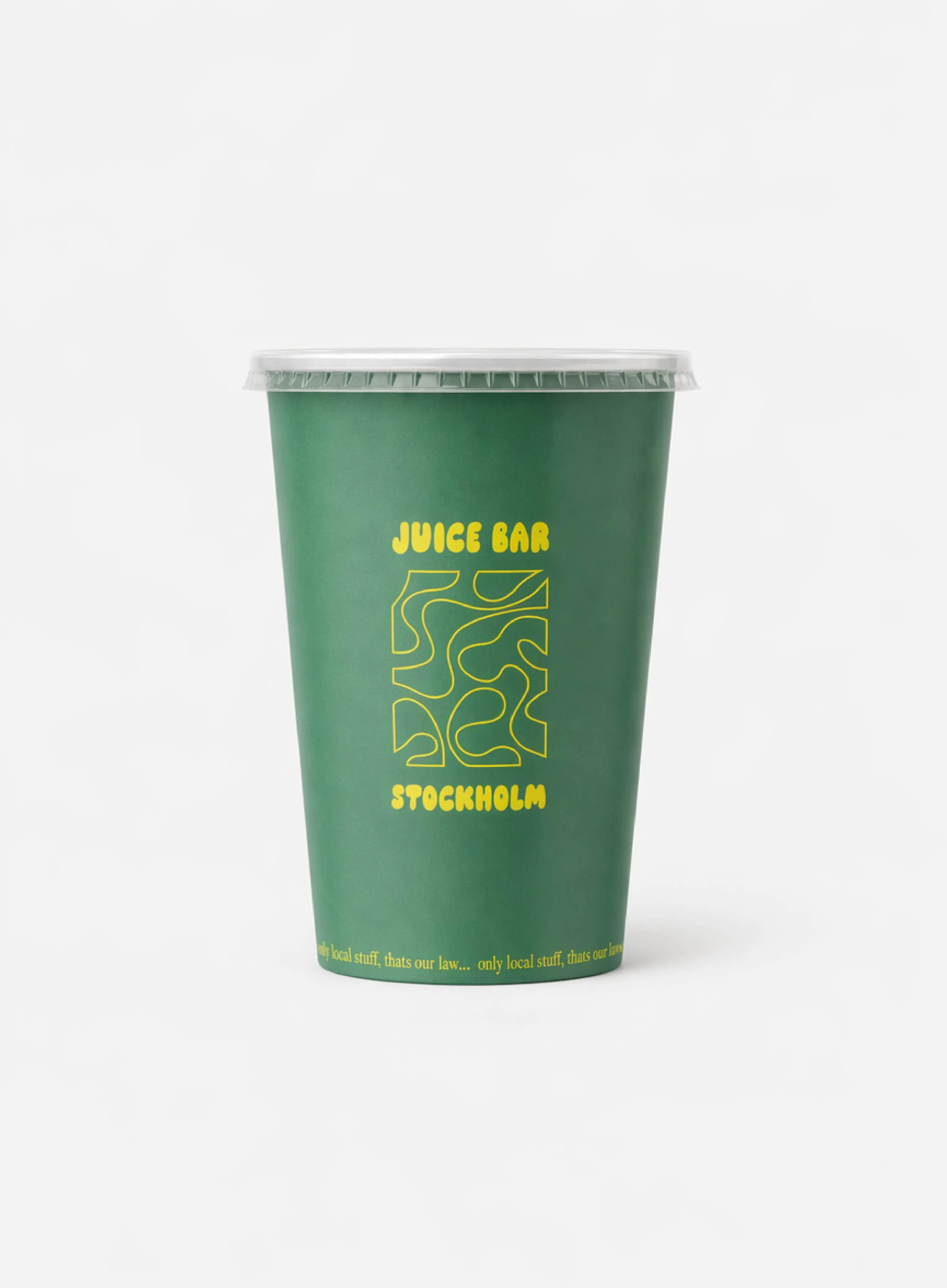 Produktbild på en vit pappersmugg med profiltryck för kalldryck.