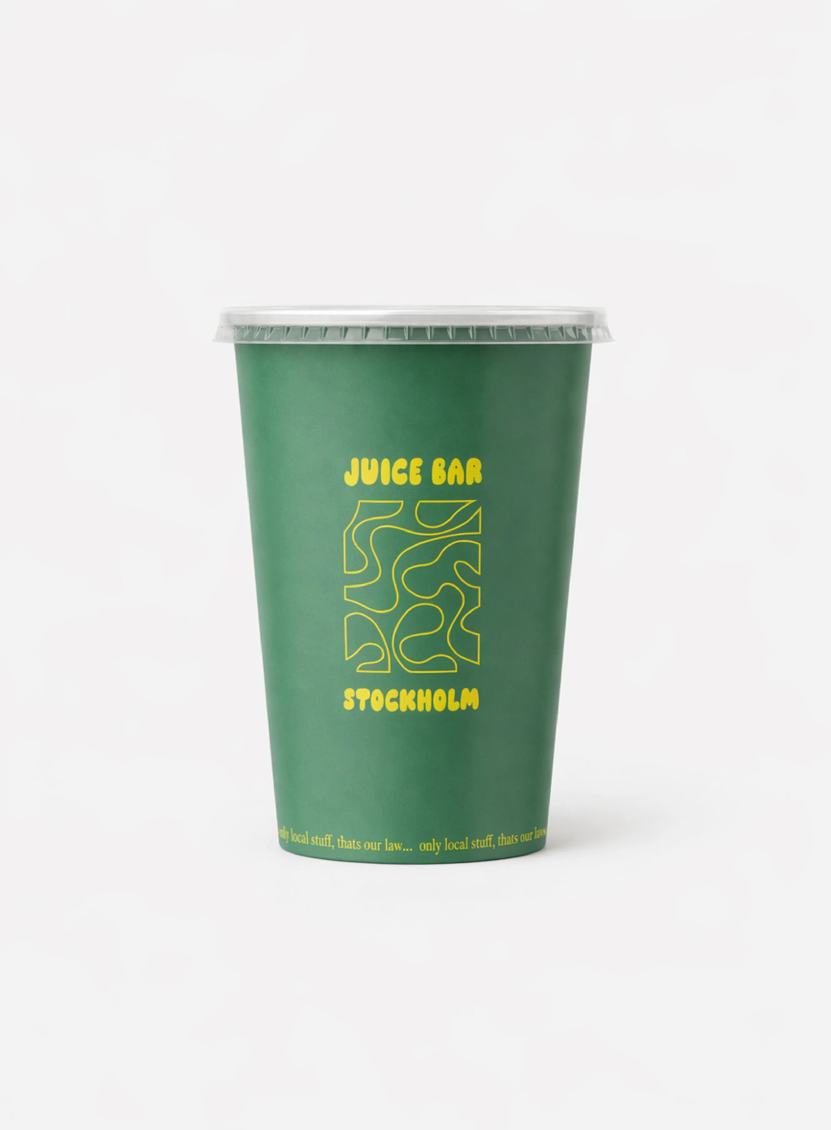 Produktbild på en vit pappersmugg med profiltryck för kalldryck.