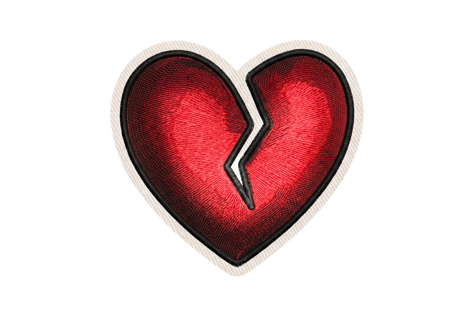 Broken heart embroidered patch