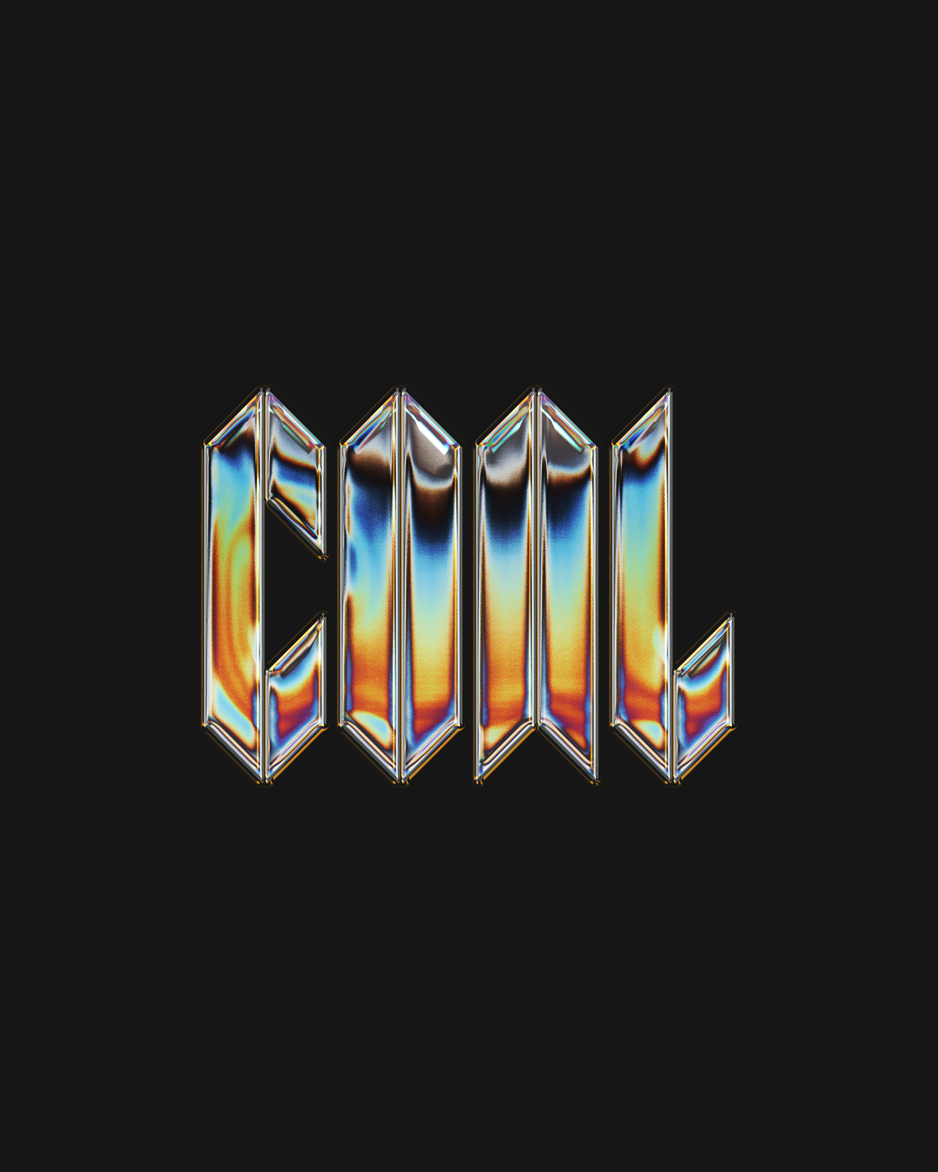 COAL logo render 01 — holographic chrome
