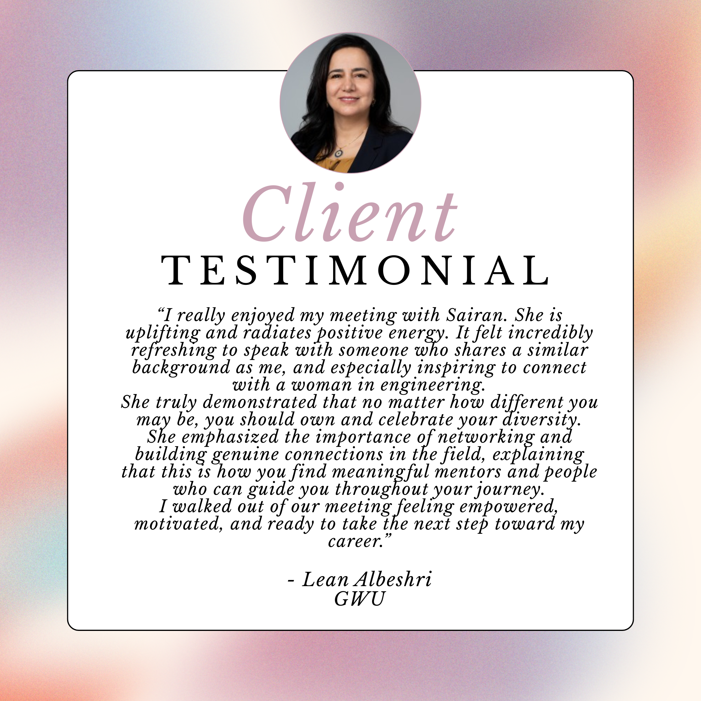 Client testimonial