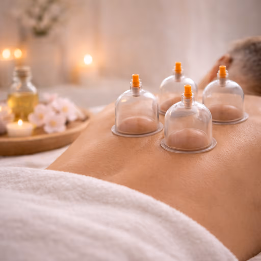 Cupping therapy on a perosn's back