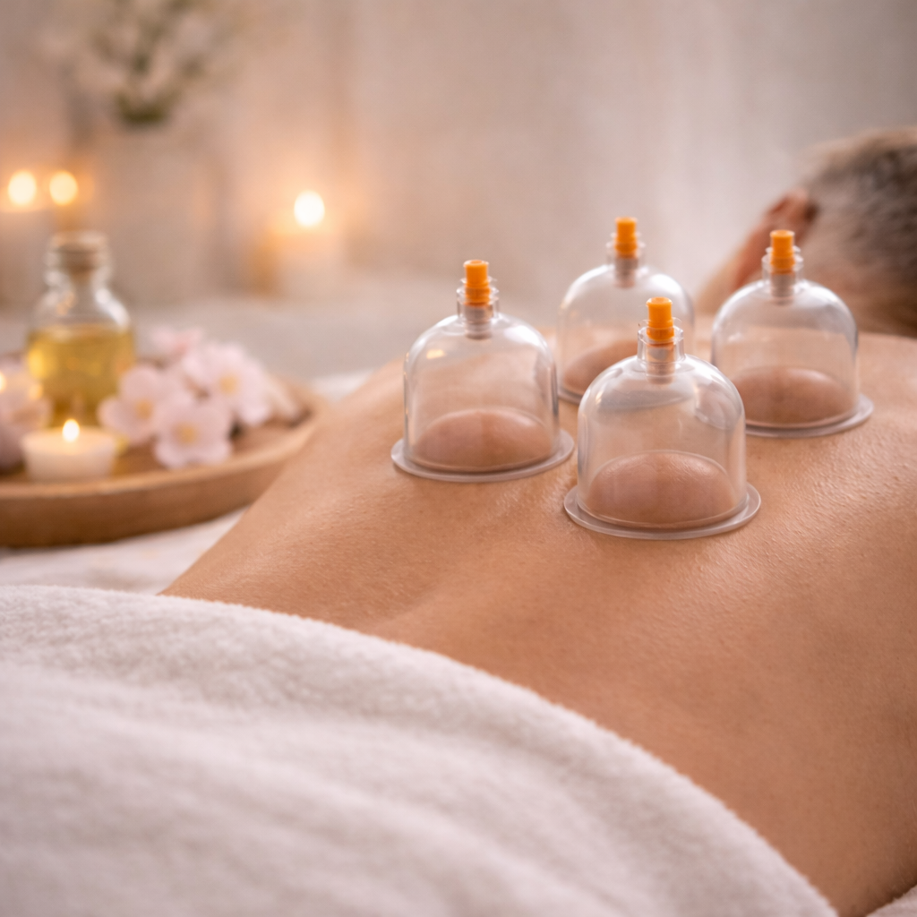 Cupping therapy on a perosn's back