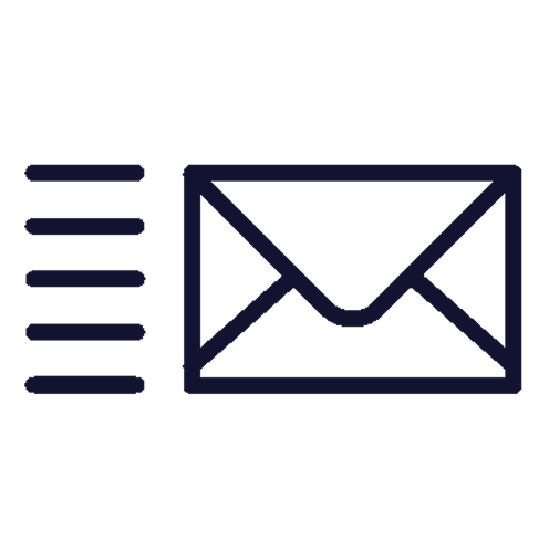 Outlined envelope icon with three horizontal lines to the left, symbolizing sending mail.