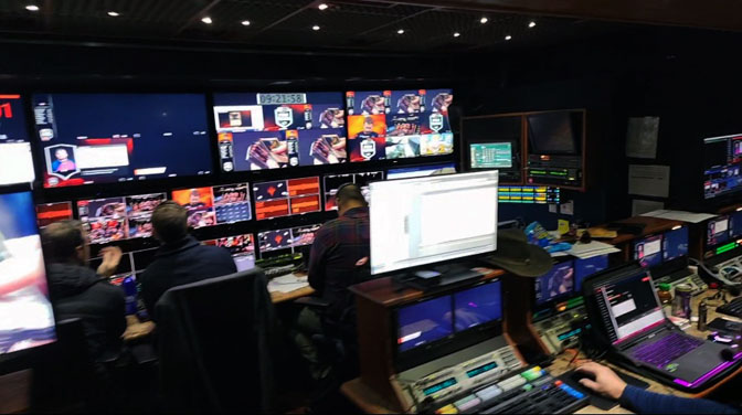 Mobile 4K video production truck streaming live gaming event