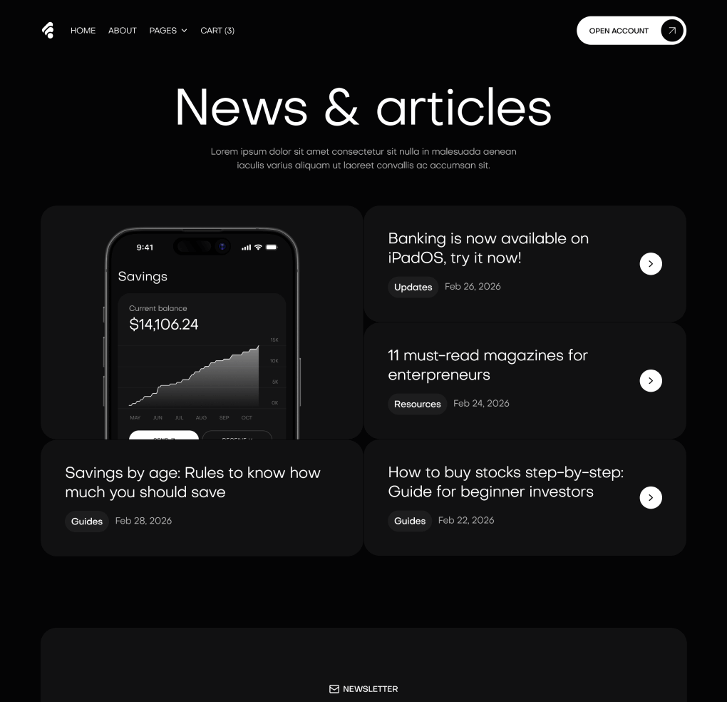 Creditflow - Blog V3 Page - Bank Webflow Template | BRIX Templates
