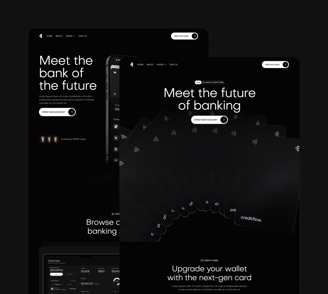 Creditflow - Pages Included - Bank Webflow Template | BRIX Templates