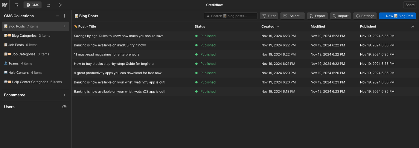 CMS Collection - Creditflow Webflow Template | BRIX Templates