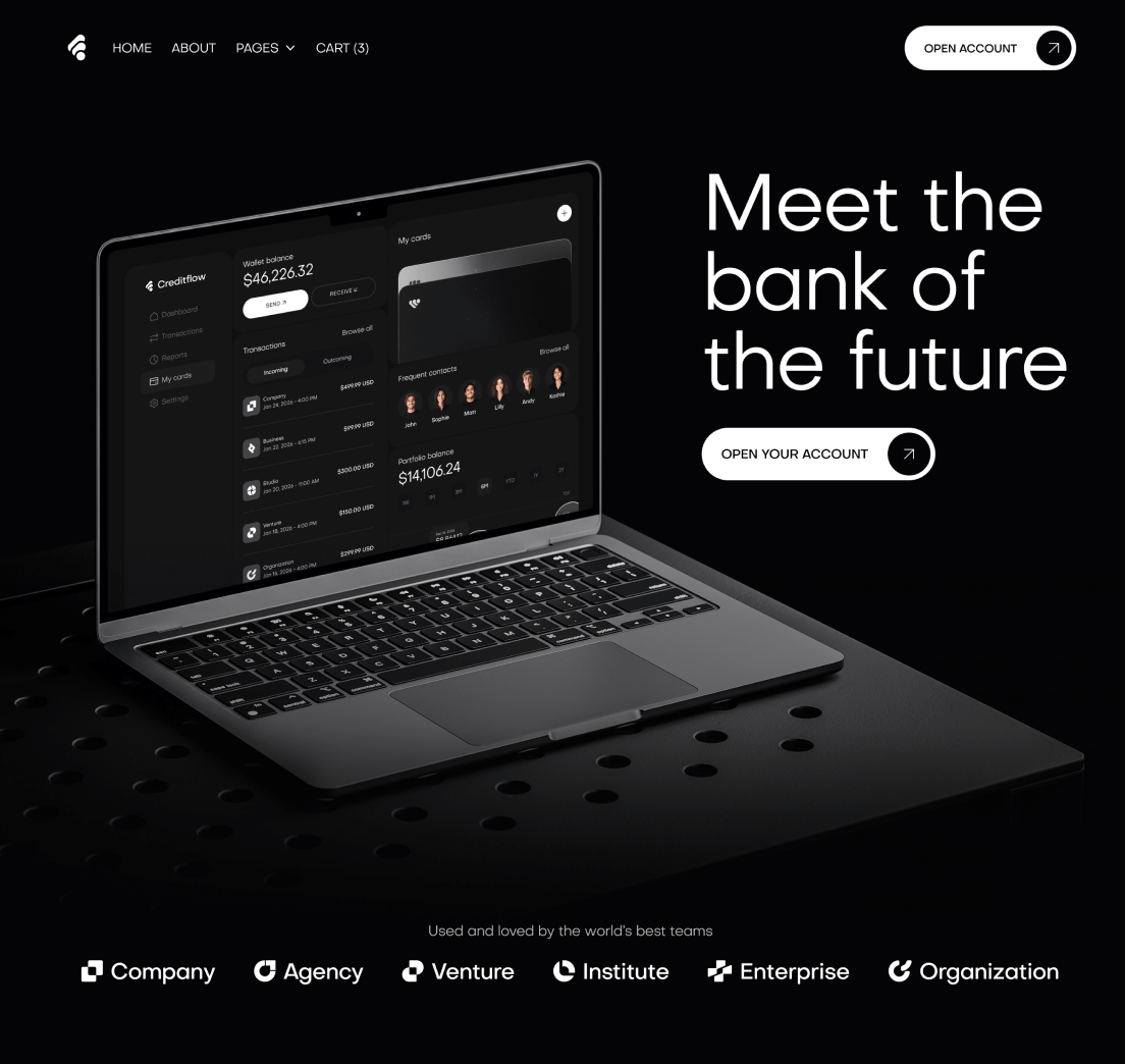 Creditflow - Home V3 Page - Bank Webflow Template | BRIX Templates