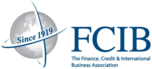Logo of FCIB featuring a globe with the text 'Since 1919' and the full name The Finance, Credit & International Business Association.