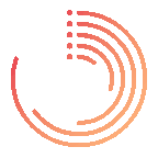 Animated circular progress indicator with segments filling clockwise from top center in gradient peach color.