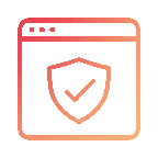 Browser window with a shield and checkmark symbol representing security.