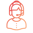 Outline of a person wearing a headset with microphone, symbolizing customer support.