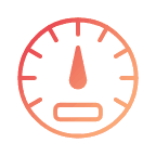 Speedometer icon showing a needle pointing upward at mid-level.