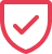Red shield outline with a dark gray check mark inside.