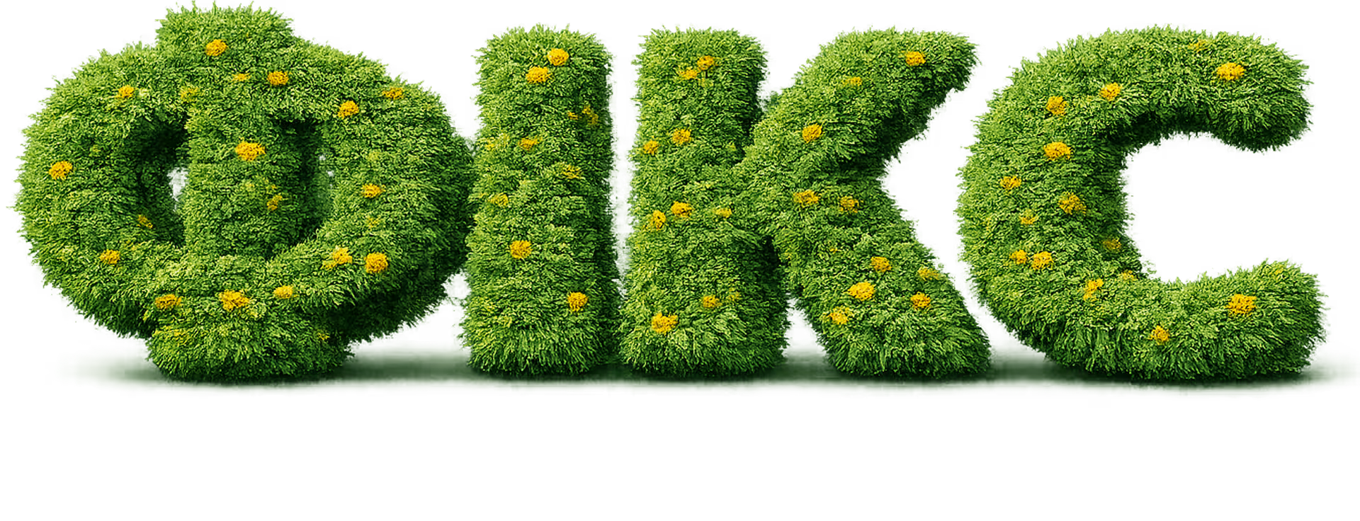 The word 'ФІКС' made of green grass texture.