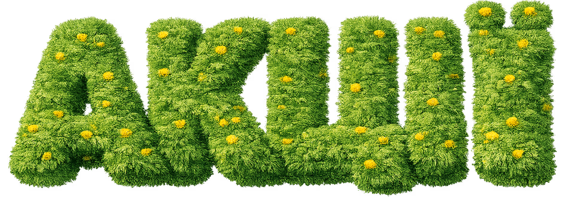 The word 'BANK' made of green grass.