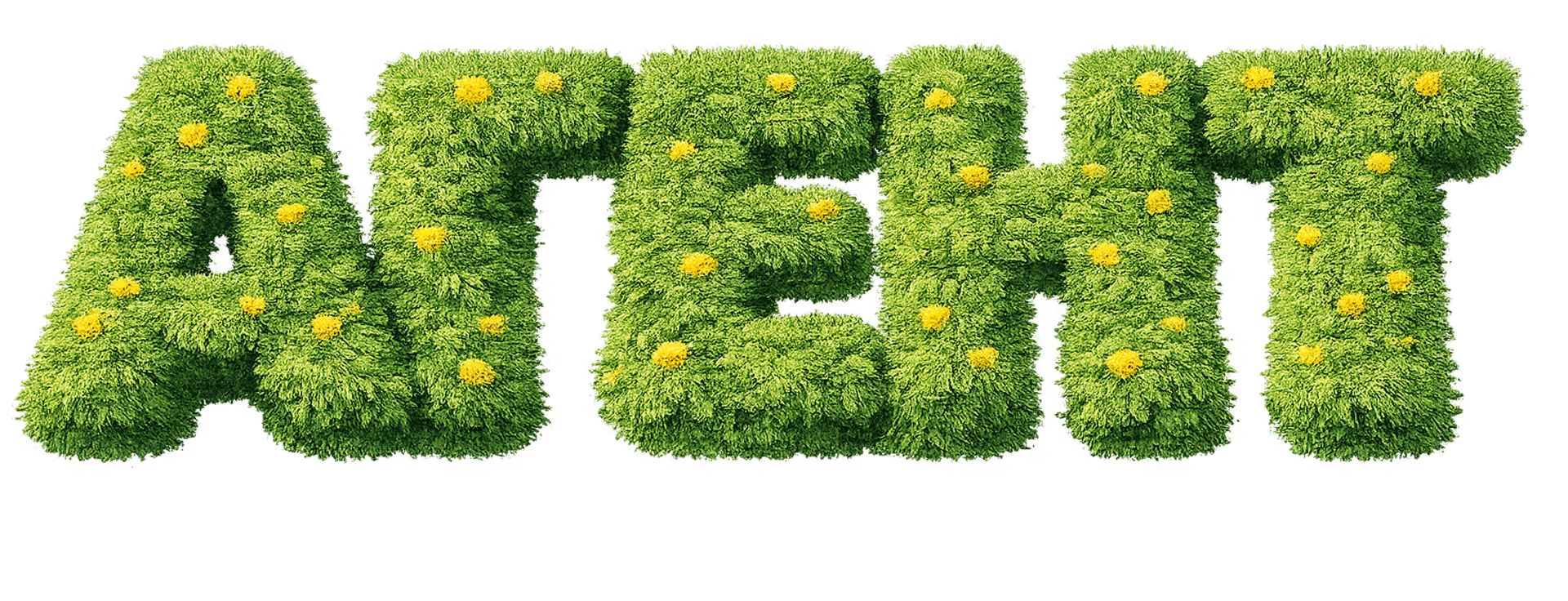 The acronym 'ОВДП' formed by green grass.