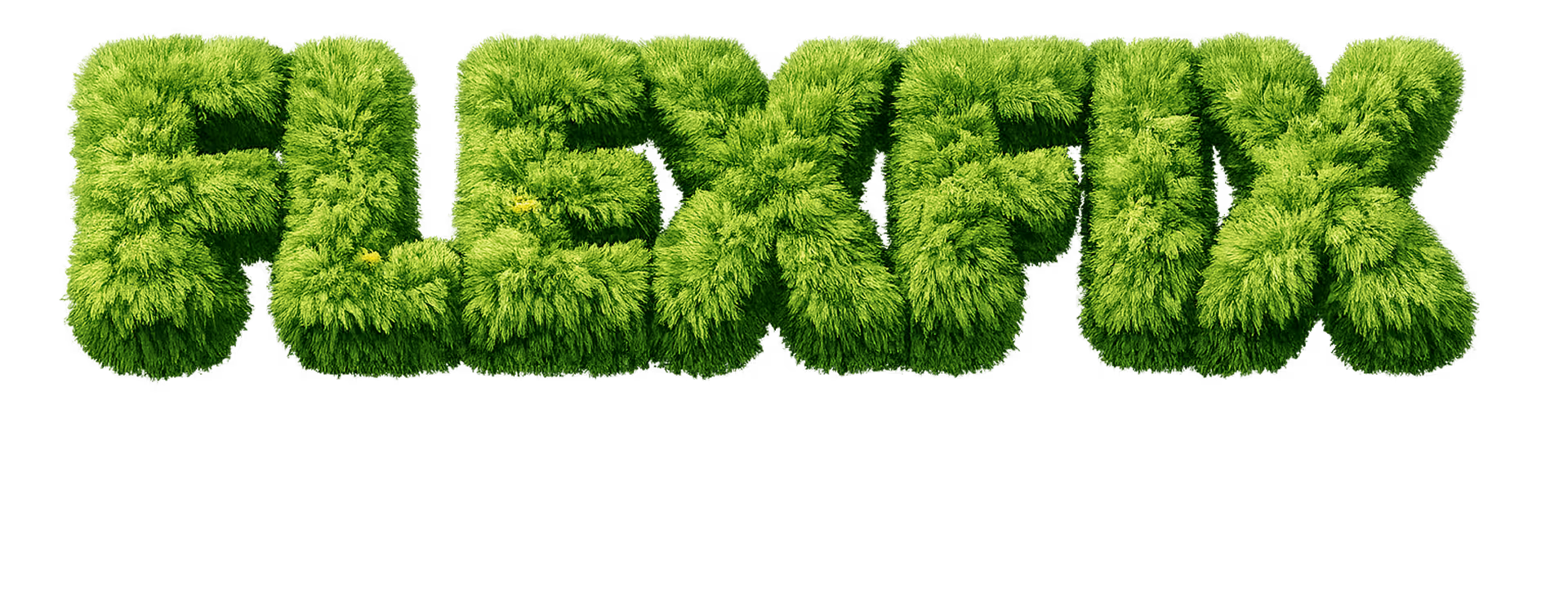 The word 'ФІКС' made of green grass texture.