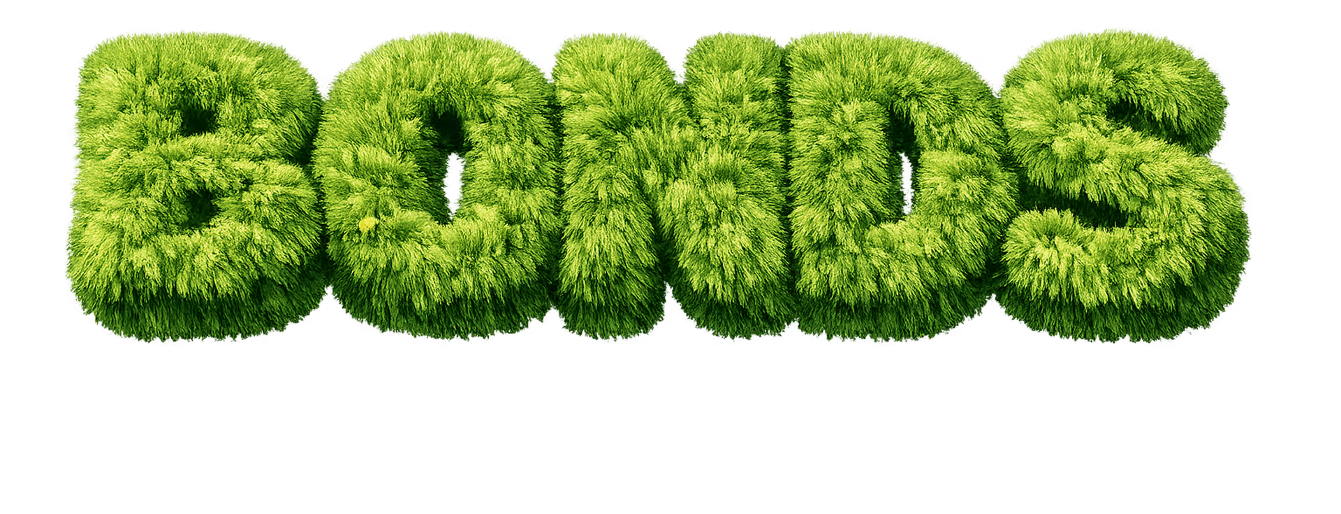 The word 'ОБЛІГАЦІЇ' styled in green grass.