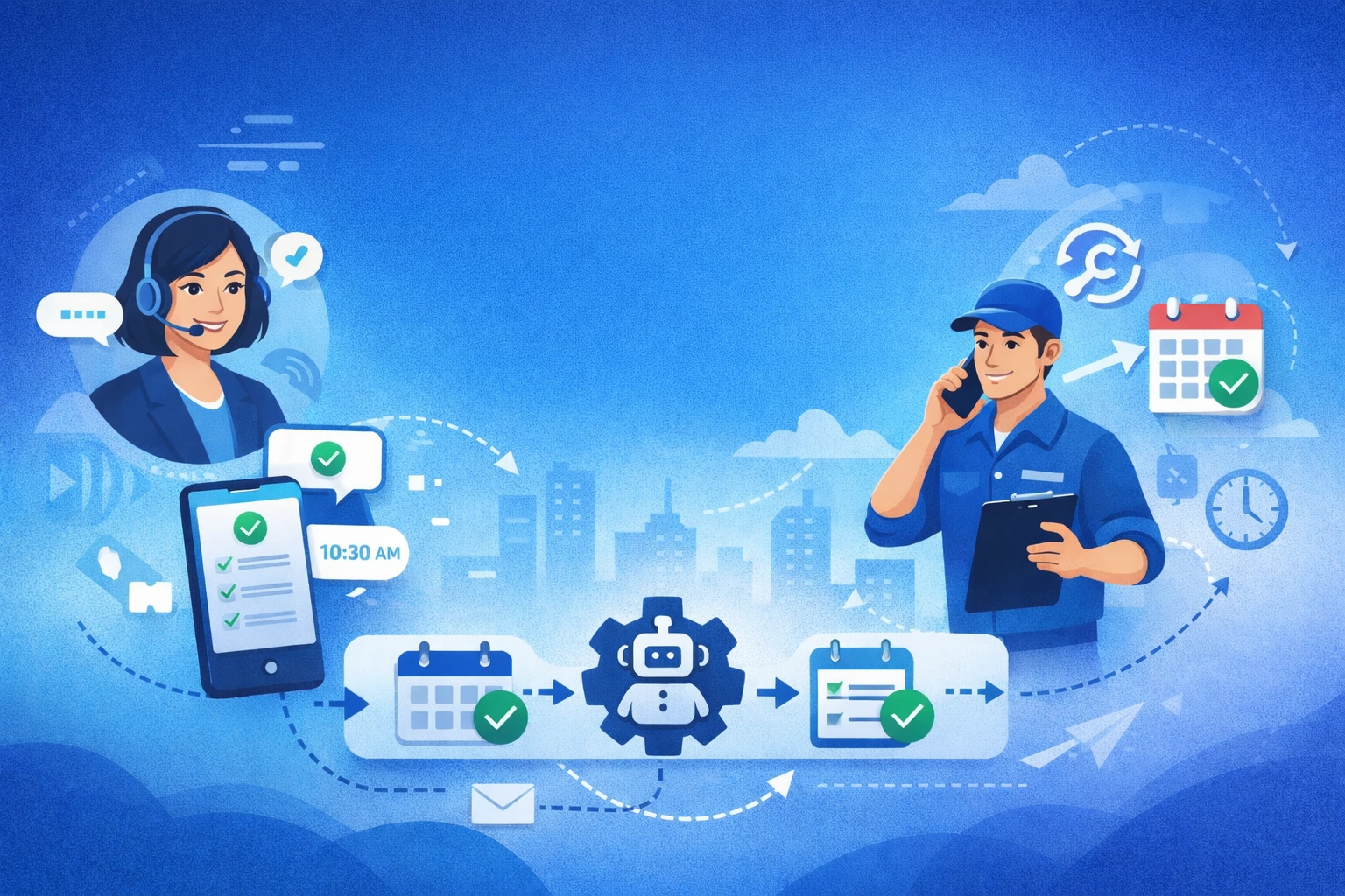 Service call follow up workflow with AI automation