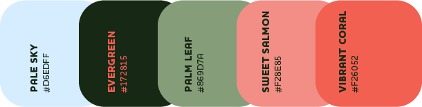 Palette des couleurs avec nom et code hex